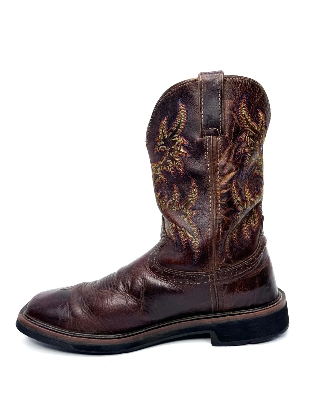 Justin WK4681 Driller Work Boots Mens 11D Brown Square Toe Soft Toe Pull On